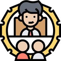 A cartoon man sitting at a table with two people vector