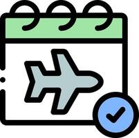 A calendar with an airplane and a check mark vector