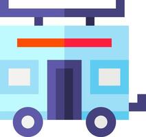 A flat icon of a small truck with a ladder on top vector