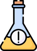 A chemical flask with a warning sign on it vector
