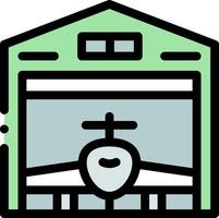A plane is sitting inside a garage vector