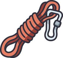 A rope with a hook and carabine vector