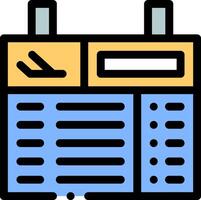 A blue and yellow box with a computer on top vector