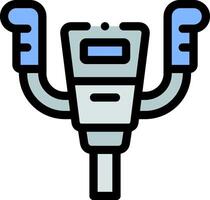 A robot with two hands holding a device vector