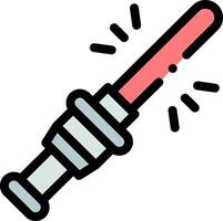 A red light saber with a light on it vector