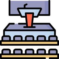 A speaker is standing on a podium with a microphone vector
