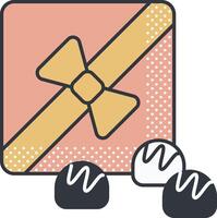 A gift box with a bow and two chocolate balls vector