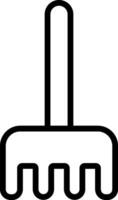 A black and white icon of a rake vector