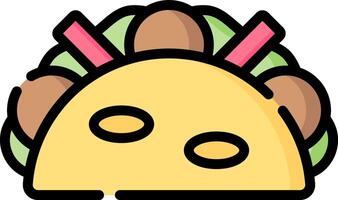 A cartoon taco with a face and a nose vector