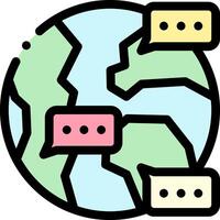 A globe with speech bubbles on it vector