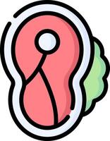 A cartoon of a meat product with a green leaf vector