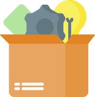 An open box with a light bulb and other items vector