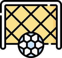 A soccer goal with a ball on top vector