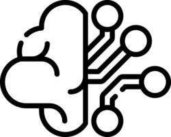A black and white image of a brain with a circuit board vector