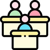 People sitting at a table with a box on top vector