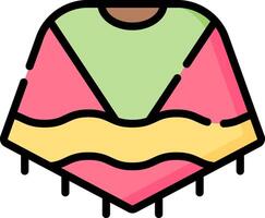 A colorful poncho with a green and pink design vector