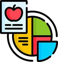 A colorful apple and a pie chart vector