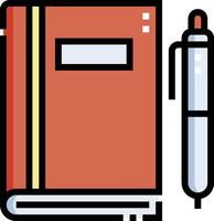 A red notebook and pen are next to each other vector