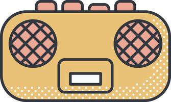 A yellow and pink radio with a speaker vector