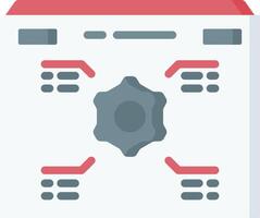 A flat icon of a computer screen with a red and white background vector