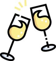 Two glasses of wine with a toast vector