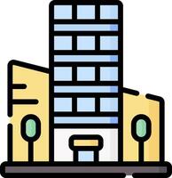 Building icon with a street and a building vector