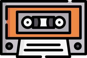 An orange and black cassette player icon vector