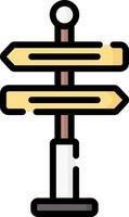 A yellow signpost with three arrows pointing in different directions vector
