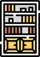 A shelf with a few boxes on it vector