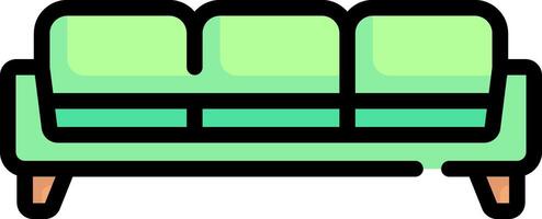 A green couch with two pillows on it vector