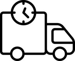 A black and white image of a truck with a clock on it vector