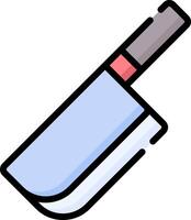 A knife with a red handle on a white background vector