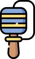 A blue and yellow hammer with a handle vector