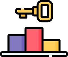 Key icon with bar chart and key on top vector