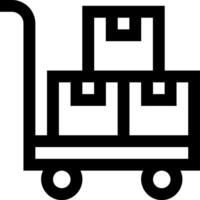 A black and white image of a cart with three boxes vector