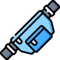 A blue fanny pack with a handle on it vector