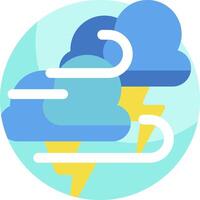 A flat icon of a cloud with lightning and a thunderstorm vector