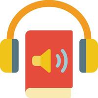 A book with headphones and a speaker icon vector