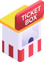 Ticket box isometric icon vector