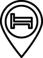 A map pin with a bed in it vector