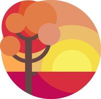 A tree with a sun in the background vector