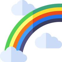 A rainbow is shown in the sky with clouds vector