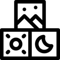 A black and white image of a cube with a moon and a mountain vector