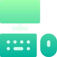 A computer monitor, keyboard and mouse are shown vector