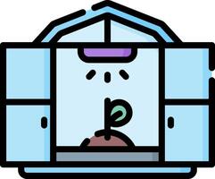 A small greenhouse with a plant inside vector