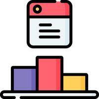 A calendar icon with a calendar and a stack of colored blocks vector