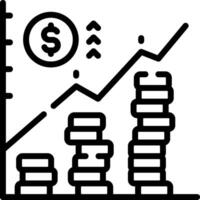 A line drawing of a stack of money and a dollar sign vector