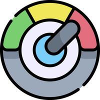 A colorful button with a clock in the center vector