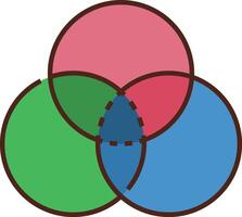 Three circles with different colors and shapes vector