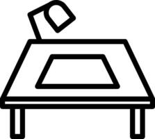 A black and white drawing of a table with a lamp vector